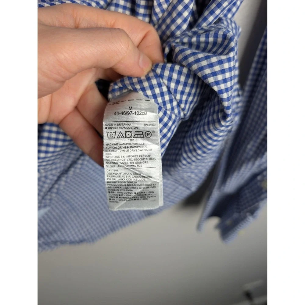 Banana‎ Republic Shirt Mens Medium Blue Check Long Sleeve Button-Up Slim Fit